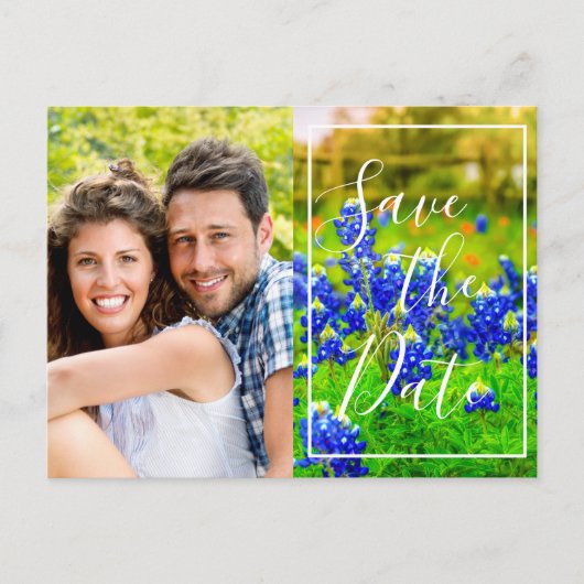 Elegant Bluebonnets Spring Photo Save the Date Aankondigingskaart (Voorkant)