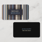 Elegant Blues Striped Pattern Visitekaartje (Voorkant / Achterkant)