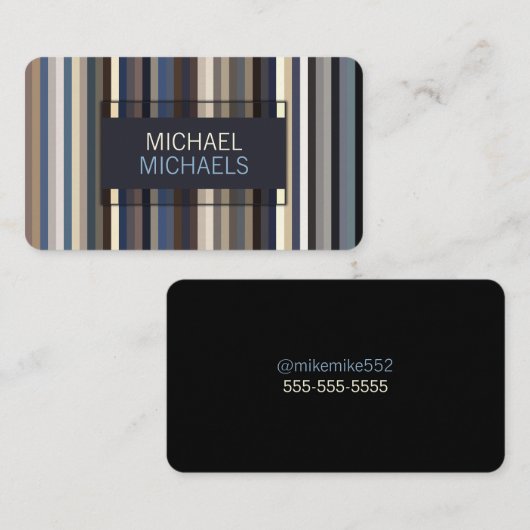 Elegant Blues Striped Pattern Visitekaartje (Voorkant / Achterkant)