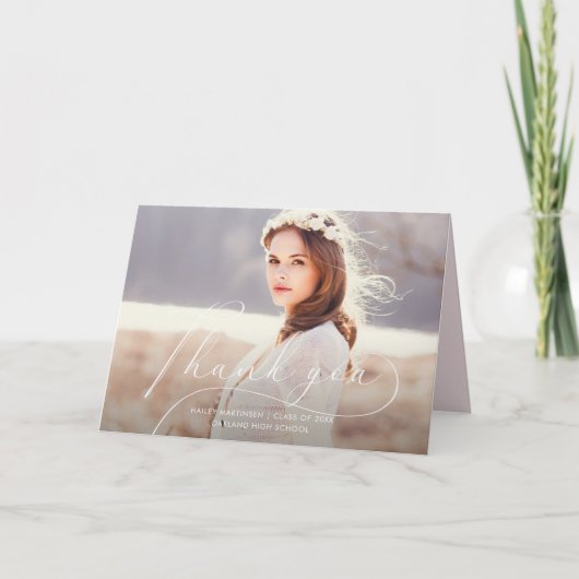 Elegant Blush Afstuderen Dank u foto Bedankkaart (Voorkant)