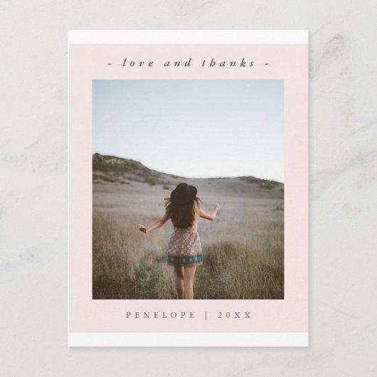 Elegant Blush Afstuderen Dank u foto Briefkaart (Voorkant)