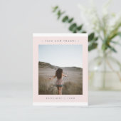 Elegant Blush Afstuderen Dank u foto Briefkaart (Staand voorkant)