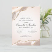 Elegant Blush Agaat Bruiloft repetitie diner Kaart (Staand voorkant)