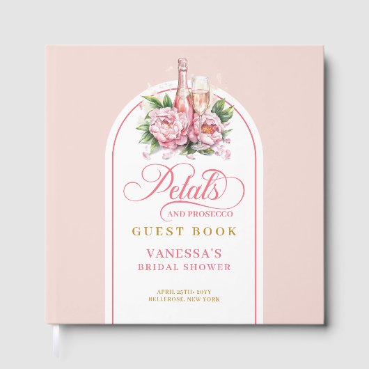 Elegant blush and gold bridal shower guest book  gastenboek (Voorkant)