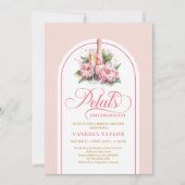 Elegant blush and gold invite petals and prosecco kaart (Voorkant)