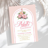 Elegant blush and gold invite petals and prosecco kaart