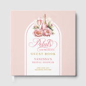 Elegant blush and gold petals prosecco sign book gastenboek (Voorkant)