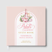 Elegant blush and gold petals prosecco sign book gastenboek (Voorkant)