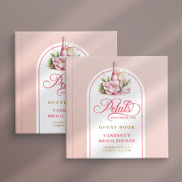 Elegant blush and gold petals prosecco sign book gastenboek