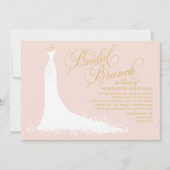 Elegant Blush and Gold Wedding Gown Bridal Brunch Kaart (Voorkant)