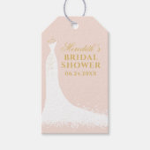 Elegant Blush and Gold Wedding Gown Vrijgezellenfe Cadeaulabel (Voorkant)