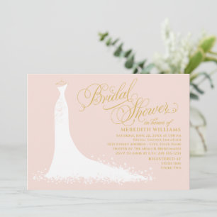 Elegant Blush and Gold Wedding Gown Vrijgezellenfe Kaart