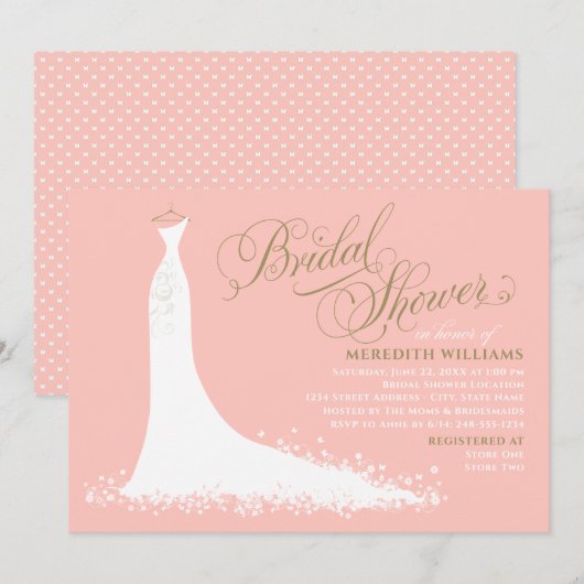 Elegant Blush and Gold Wedding Gown Vrijgezellenfe Kaart (Voorkant / Achterkant)