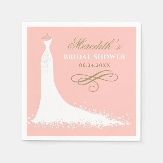 Elegant Blush and Gold Wedding Gown Vrijgezellenfe Servet (Voorkant)