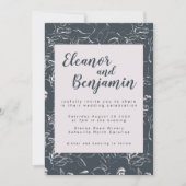 Elegant Blush and Grey Botanical Floral Wedding Kaart (Voorkant)
