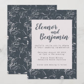 Elegant Blush and Grey Botanical Floral Wedding Kaart (Voorkant / Achterkant)