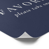 Elegant Blush and Navy Floral Wedding Favors Sign Poster (Hoek)