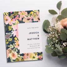 Elegant Blush and Navy Waterverf Floral Wedding