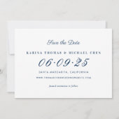 Elegant Blush and Navy Wedding Photo Collage Save The Date (Achterkant)