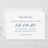 Elegant Blush and Navy Wedding Photo Collage Save The Date (Achterkant)