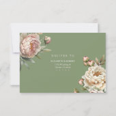 Elegant Blush and Sage Green Peonies RSVP Card (Achterkant)