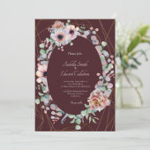 Elegant Blush Anemone Bloemen Krans Bruiloft Kaart (Staand voorkant)