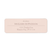 Elegant Blush beige Return Address Label (Voorkant)