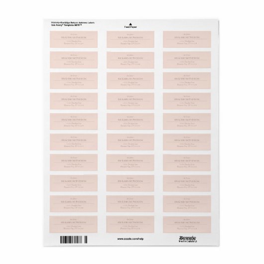 Elegant Blush beige Return Address Label (Full Sheet)