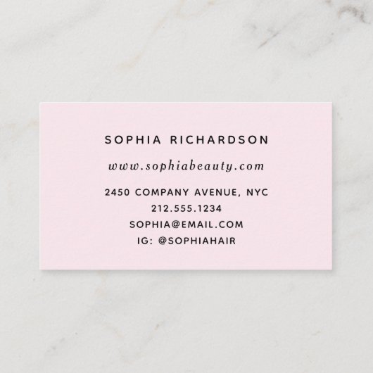 Elegant Blush Black Botanical | Alle bewerkbare kl Visitekaartje (Achterkant)