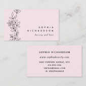 Elegant Blush Black Botanical | Alle bewerkbare kl Visitekaartje (Voorkant / Achterkant)