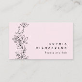 Elegant Blush Black Botanical | Alle bewerkbare kl Visitekaartje (Voorkant)