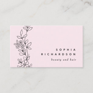 Elegant Blush Black Botanical   Alle bewerkbare kl Visitekaartje
