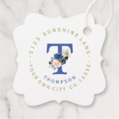 Elegant Blush Blauwe Bloemencirkel Adreslabel Bedankjes Labels (Achterkant)