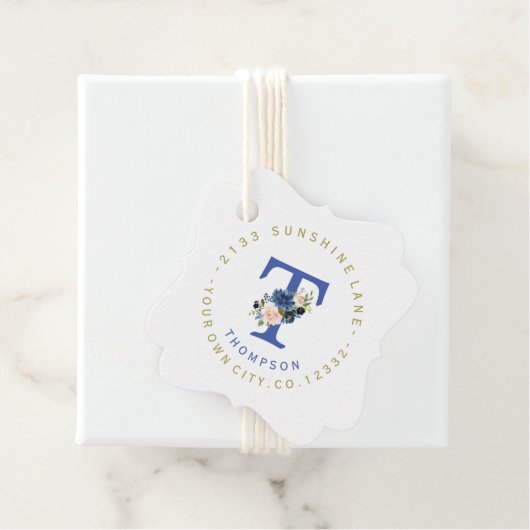 Elegant Blush Blauwe Bloemencirkel Adreslabel Bedankjes Labels (In situ)