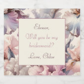 Elegant Blush Bloemen Aangepaste Bruidsmeisje Voor Sparkling Wijnetiket (Enkel label)