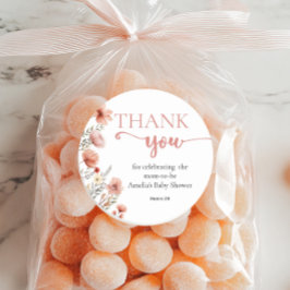 Elegant Blush Bloemen Baby in Bloom Dank u Ronde Sticker