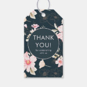 Elegant Blush Bloemen Bruiloft Dank u Blauw Cadeaulabel (Voorkant)