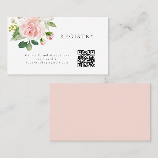 Elegant Blush Bloemen Bruiloft Registry Info Kaart Plaatskaartje (Voorkant / Achterkant)
