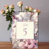 Elegant Blush Bloemen Bruiloft Tafel Nummer Teken Kaart