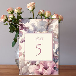Elegant Blush Bloemen Bruiloft Tafel Nummer Teken Kaart