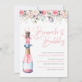 Elegant Blush Bloemen Brunch & Bubbly Vrijgezellen Kaart (Voorkant)