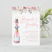 Elegant Blush Bloemen Brunch & Bubbly Vrijgezellen Kaart (Staand voorkant)