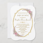 Elegant Blush Bloemen Goud Lijst Baby shower Kaart (Voorkant)