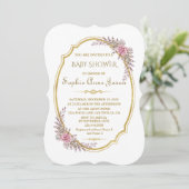 Elegant Blush Bloemen Goud Lijst Baby shower Kaart (Staand voorkant)