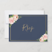 Elegant Blush Bloemen Groen Bruiloft RSVP Kaart (Achterkant)