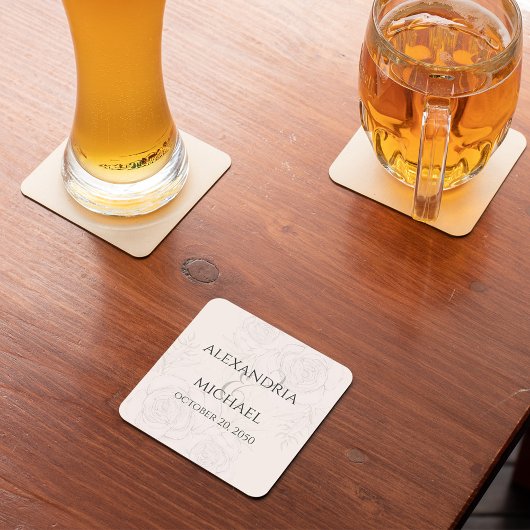 Elegant Blush Bloemen Kalligrafie Script Ampersand Kartonnen Onderzetters