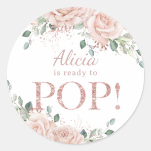 Elegant Blush Bloemen Roos Goud Baby Klaar om te P Ronde Sticker