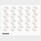 Elegant Blush Bloemen Roos Goud Bruiloft Bruid Ronde Sticker (Vel)