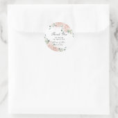 Elegant Blush Bloemen Roos Goud Bruiloft Bruid Ronde Sticker (Tas)