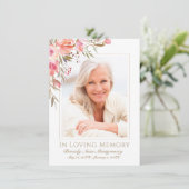 Elegant Blush Bloemen Roos Olijffont Fotobegrafeni Bedankkaart (Staand voorkant)